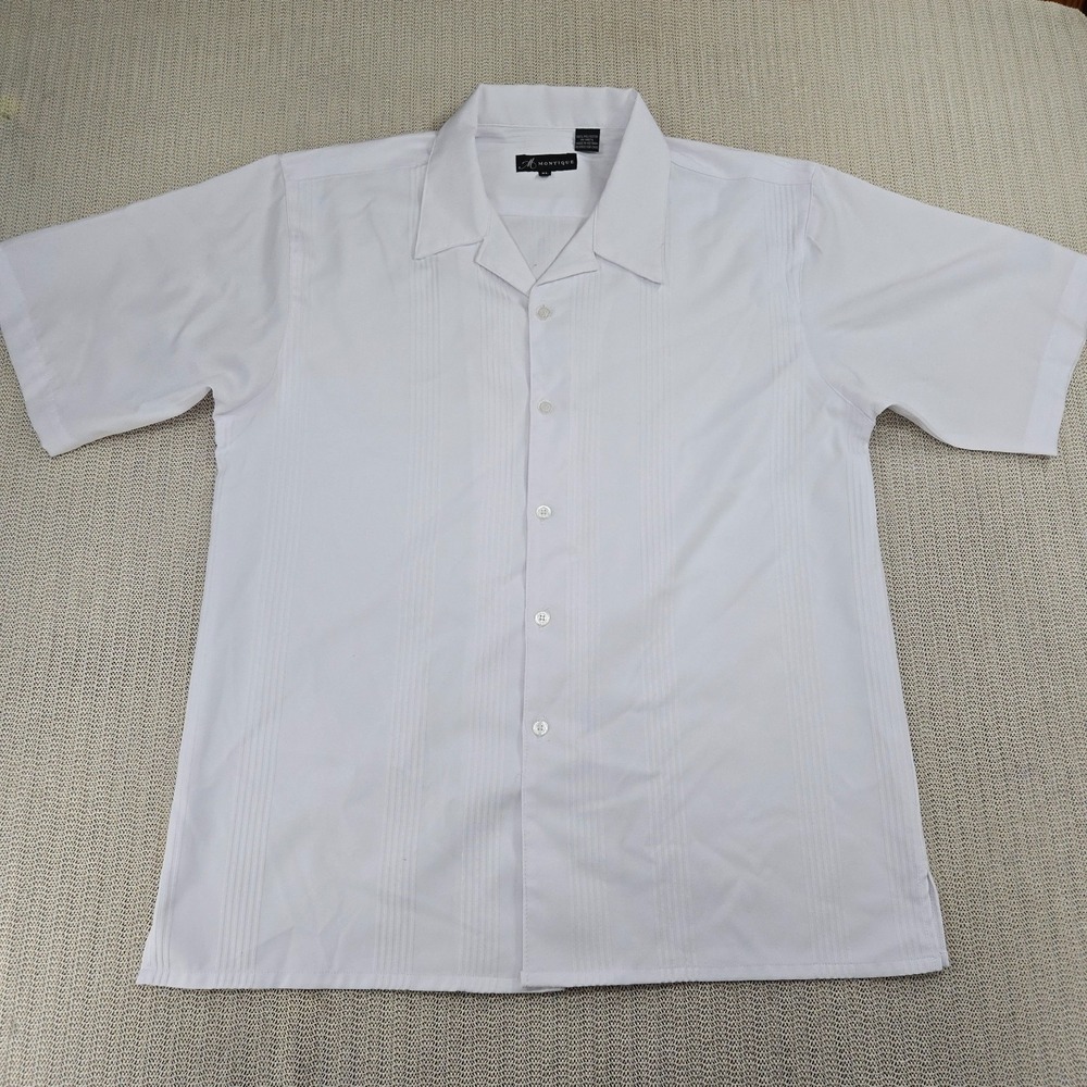Montique Shirt Mens Extra Large White Button Down Up Short Sleeve